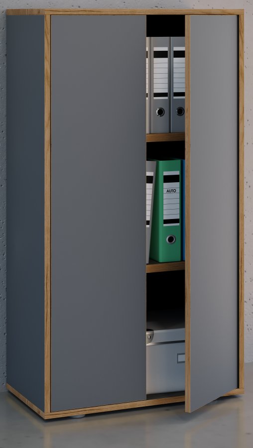 VCM NORDIC Salia B60 kontorreol, m. 2 lger og 2 justerbare hylder - antracitgr og natur tr