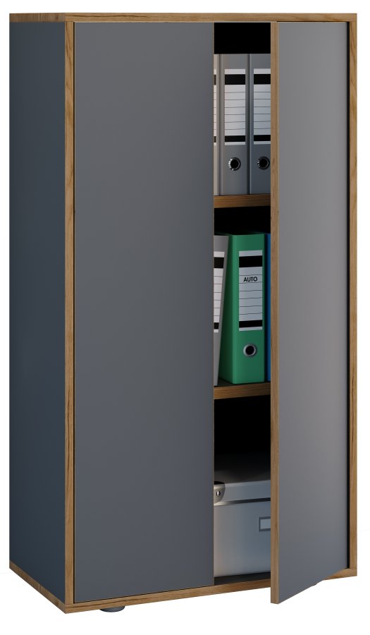 VCM NORDIC Salia B60 kontorreol, m. 2 lger og 2 justerbare hylder - antracitgr og natur tr