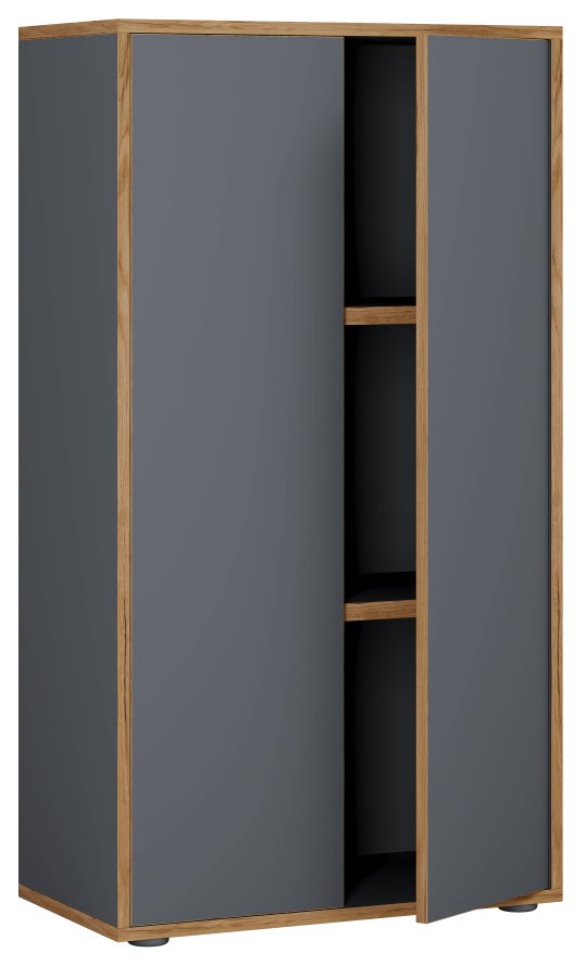 VCM NORDIC Salia B60 kontorreol, m. 2 lger og 2 justerbare hylder - antracitgr og natur tr