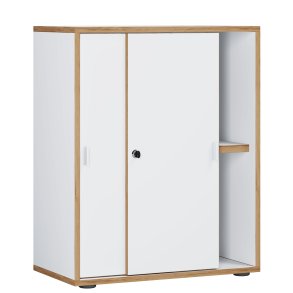 VCM NORDIC Salia B60 kontorreol, m. 2 skydelger, ls og 1 justerbar hylde - hvid og natur tr