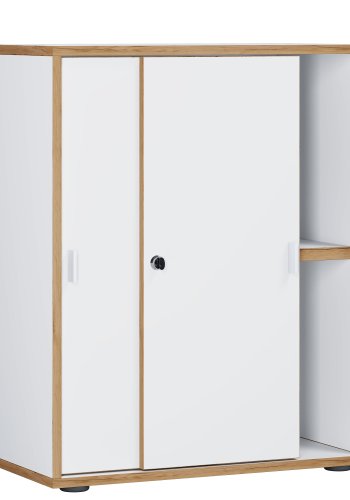 VCM NORDIC Salia B60 kontorreol, m. 2 skydelger, ls og 1 justerbar hylde - hvid og natur tr