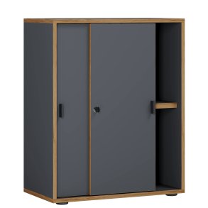 VCM NORDIC Salia B60 kontorreol, m. 2 skydelger, ls, 1 justerbar hylde - antracitgr og natur tr