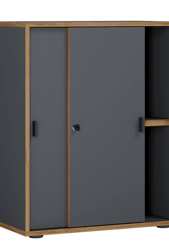 VCM NORDIC Salia B60 kontorreol, m. 2 skydelger, ls, 1 justerbar hylde - antracitgr og natur tr