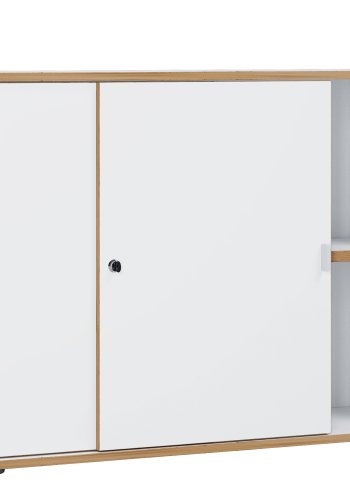 VCM NORDIC Salia B100 kontorreol, m. 2 skydelger, ls og 1 justerbar hylde - hvid og natur tr