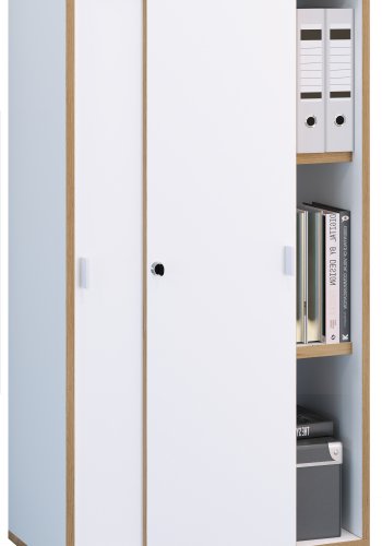 VCM NORDIC Salia B60 kontorreol, m. 2 skydelger, ls og 2 justerbare hylder - hvid og natur tr