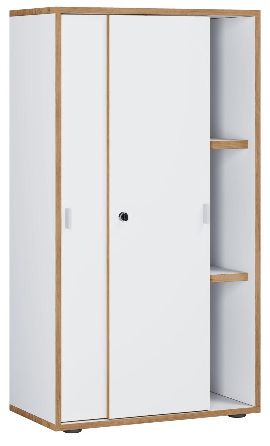 VCM NORDIC Salia B60 kontorreol, m. 2 skydelger, ls og 2 justerbare hylder - hvid og natur tr