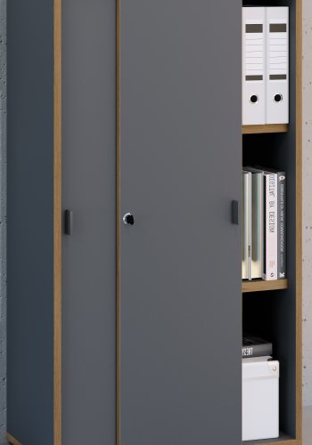 VCM NORDIC Salia B60 kontorreol, m. 2 skydelger, ls og 2 justerbare hylder - antracit og natur tr