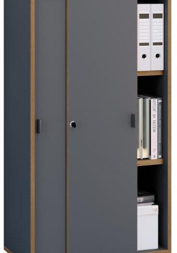 VCM NORDIC Salia B60 kontorreol, m. 2 skydelger, ls og 2 justerbare hylder - antracit og natur tr