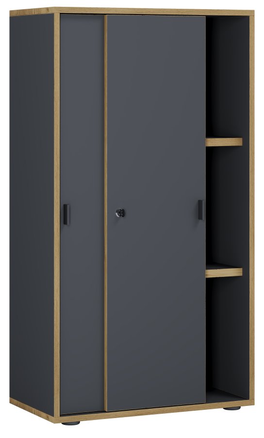 VCM NORDIC Salia B60 kontorreol, m. 2 skydelger, ls og 2 justerbare hylder - antracit og natur tr