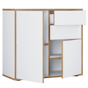 VCM NORDIC Salia B80 kontorkommode, m. 2 lger, 2 skuffer, 2 hylder - hvid/natur tr