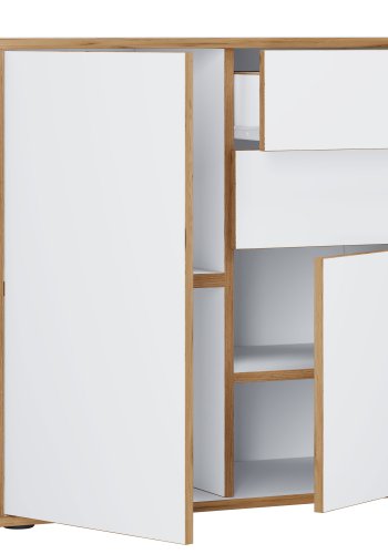 VCM NORDIC Salia B80 kontorkommode, m. 2 lger, 2 skuffer, 2 hylder - hvid/natur tr