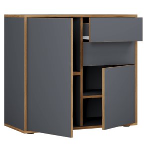 VCM NORDIC Salia B80 kontorkommode, m. 2 lger, 2 skuffer, 2 hylder - antracitgr/natur tr