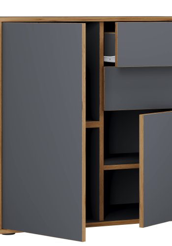 VCM NORDIC Salia B80 kontorkommode, m. 2 lger, 2 skuffer, 2 hylder - antracitgr/natur tr