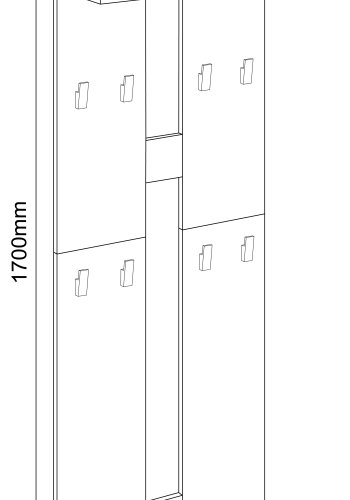 VCM NORDIC Salia L knagerkke, m. hattehylde og 8 knager - antracitgr/natur tr