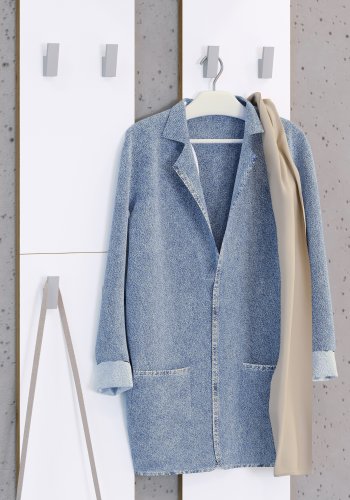 VCM NORDIC Salia L knagerkke, m. hattehylde og 8 knager - hvid/natur tr