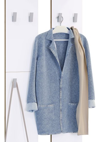 VCM NORDIC Salia L knagerkke, m. hattehylde og 8 knager - hvid/natur tr