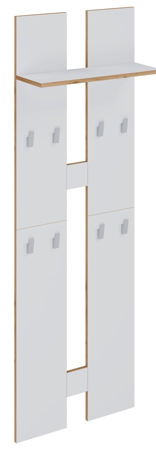 VCM NORDIC Salia L knagerkke, m. hattehylde og 8 knager - hvid/natur tr