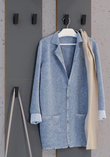 VCM NORDIC Salia L knagerkke, m. hattehylde og 8 knager - antracitgr/natur tr