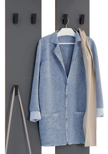 VCM NORDIC Salia L knagerkke, m. hattehylde og 8 knager - antracitgr/natur tr