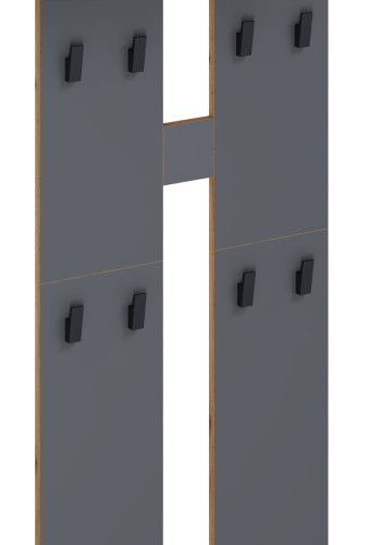 VCM NORDIC Salia L knagerkke, m. hattehylde og 8 knager - antracitgr/natur tr