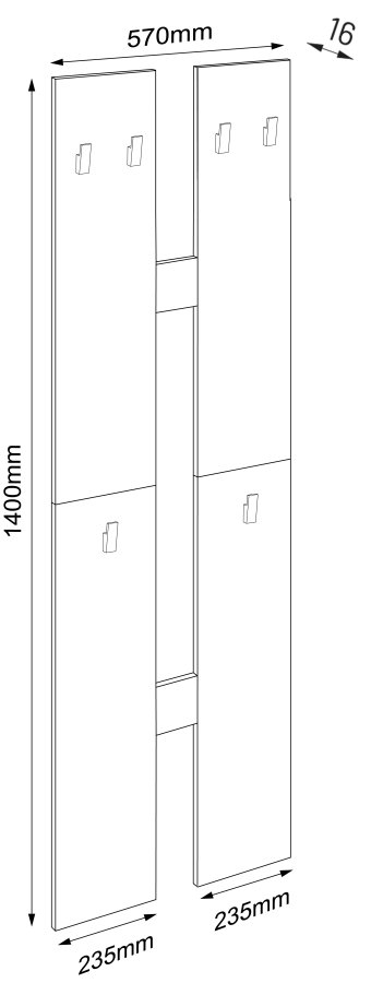 VCM NORDIC Salia M knagerkke, m. 6 knager - antracitgr/natur tr