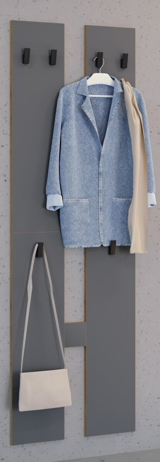 VCM NORDIC Salia M knagerkke, m. 6 knager - antracitgr/natur tr