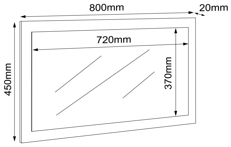VCM NORDIC Salia vgspejl, rektangulr - spejlglas og hvid/natur tr (45x80)