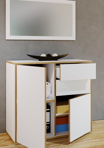 VCM NORDIC Salia vgspejl, rektangulr - spejlglas og hvid/natur tr (45x80)