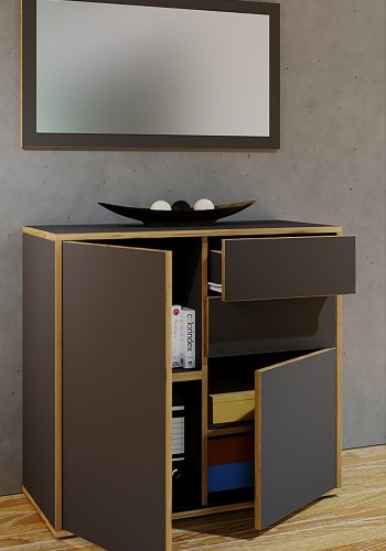 VCM NORDIC Salia vgspejl, rektangulr - spejlglas og antracitgr/natur tr (45x80)