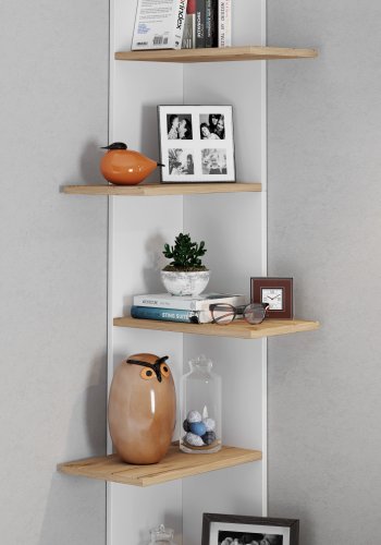 VCM NORDIC Balos XL hjrne vghylde - hvid/natur tr