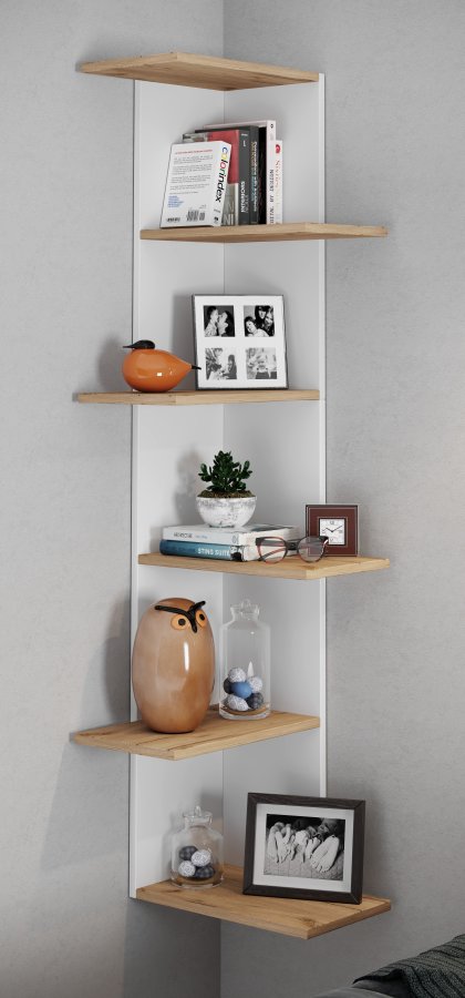 VCM NORDIC Balos XL hjrne vghylde - hvid/natur tr