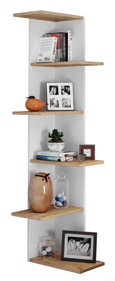 VCM NORDIC Balos XL hjrne vghylde - hvid/natur tr