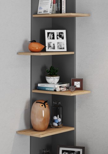 VCM NORDIC Balos XL hjrne vghylde - antracitgr/natur tr