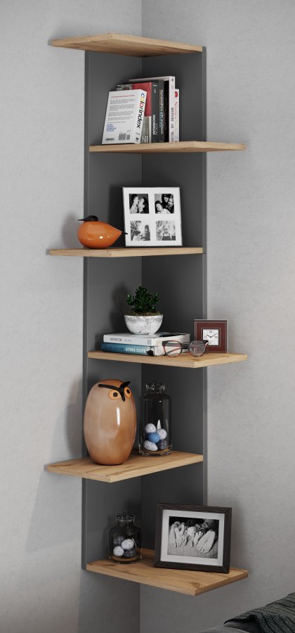 VCM NORDIC Balos XL hjrne vghylde - antracitgr/natur tr