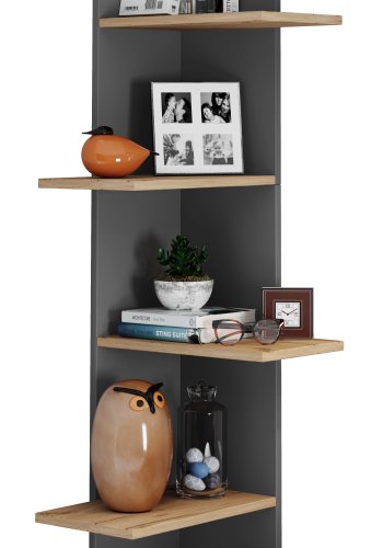 VCM NORDIC Balos XL hjrne vghylde - antracitgr/natur tr