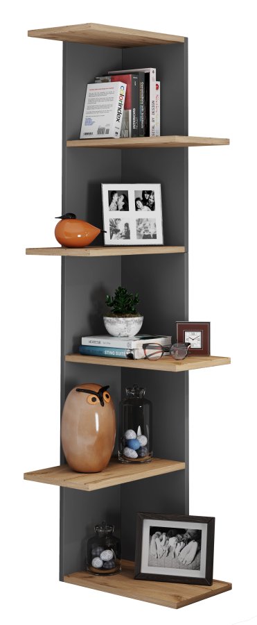 VCM NORDIC Balos XL hjrne vghylde - antracitgr/natur tr