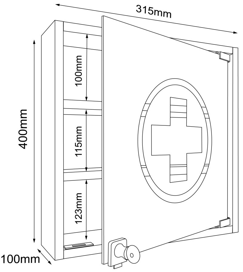 VCM NORDIC Hustila S medicinskab, m. 1 lsbar glaslge og 2 hylder - hvid tr