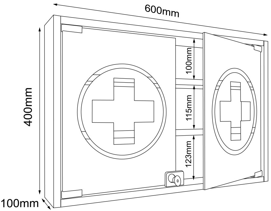 VCM NORDIC Hustila M medicinskab, m. 2 lsbare glaslger og 2 hylder - hvid tr
