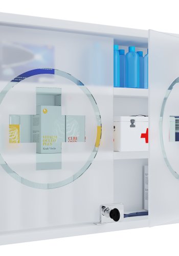 VCM NORDIC Hustila M medicinskab, m. 2 lsbare glaslger og 2 hylder - hvid tr