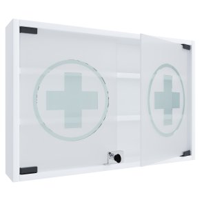 VCM NORDIC Hustila M medicinskab, m. 2 lsbare glaslger og 2 hylder - hvid tr