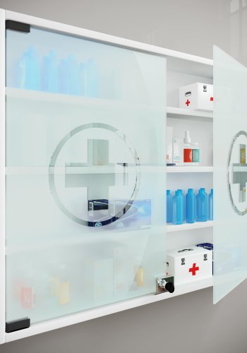 VCM NORDIC Hustila L medicinskab, m. 2 lsbare glaslger og 3 hylder - hvid tr