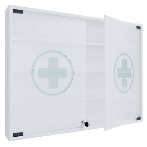 VCM NORDIC Hustila L medicinskab, m. 2 lsbare glaslger og 3 hylder - hvid tr