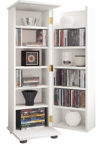 VCM NORDIC Engalo L reol til cd'ere og dvd'er, m. ls, 1 lge og 10 hylder - hvid tr