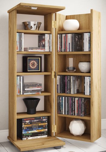 VCM NORDIC Engalo L reol til cd'ere og dvd'er, m. ls, 1 lge og 10 hylder - natur tr