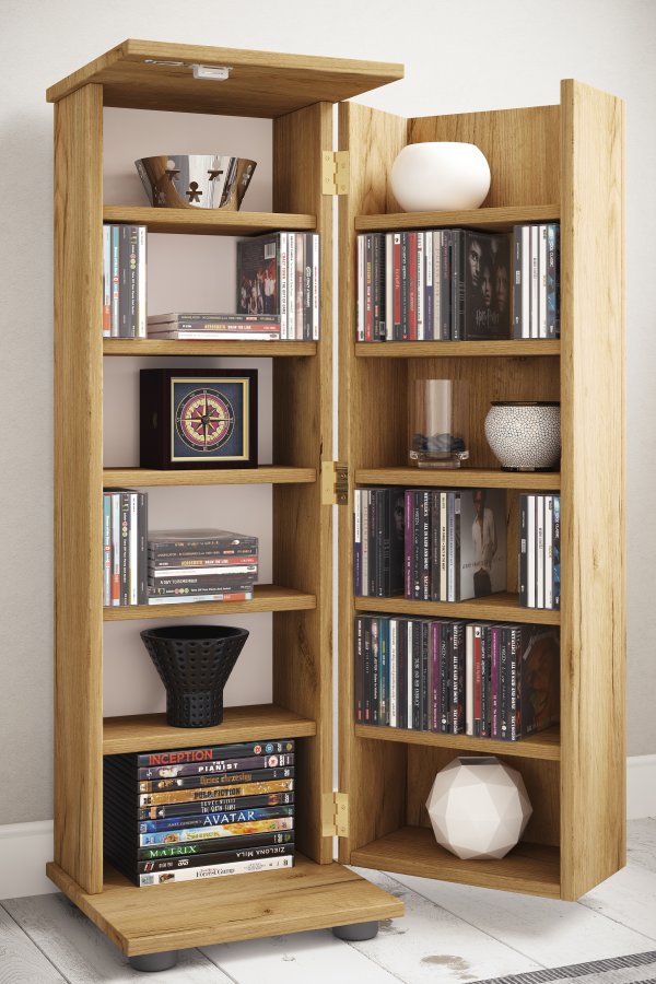 VCM NORDIC Engalo L reol til cd'ere og dvd'er, m. ls, 1 lge og 10 hylder - natur tr