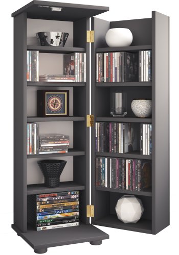 VCM NORDIC Engalo L reol til cd'ere og dvd'er, m. ls, 1 lge og 10 hylder - antracitgr tr