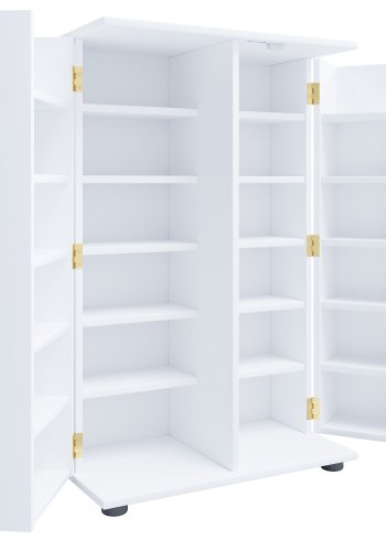 VCM NORDIC Engalo XL reol til cd'ere og dvd'er, m. ls, 2 lger og 20 hylder - hvid tr