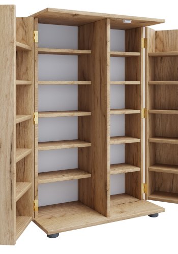 VCM NORDIC Engalo XL reol til cd'ere og dvd'er, m. ls, 2 lger og 20 hylder - natur tr