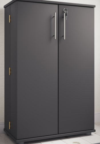 VCM NORDIC Engalo XL reol til cd'ere og dvd'er, m. ls, 2 lger og 20 hylder - antracitgr tr