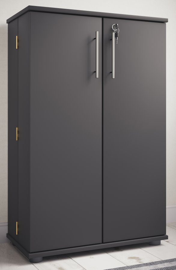 VCM NORDIC Engalo XL reol til cd'ere og dvd'er, m. ls, 2 lger og 20 hylder - antracitgr tr